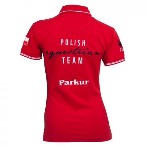Koszulka kibica damska Polo Polish Equestrian Team Premium czerwona