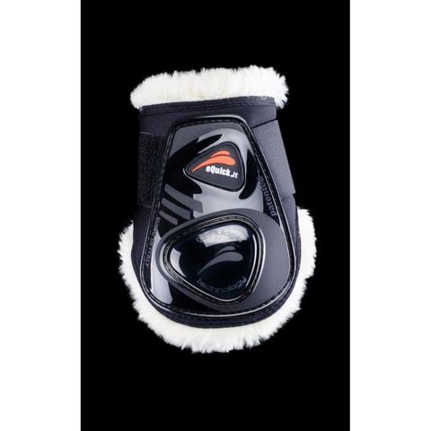 Ochraniacze z futerkiem eQuick eShock FluidGel Fluffy Legend Velcro tył czarne z czarnym żelem