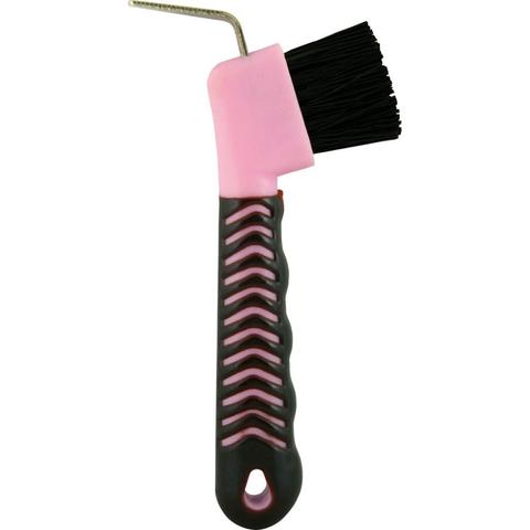 Szczotkokopystka z rączką gumowaną York różowo-szara