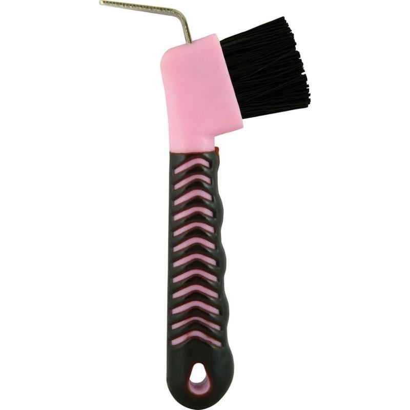 Szczotkokopystka z rączką gumowaną York różowo-szara