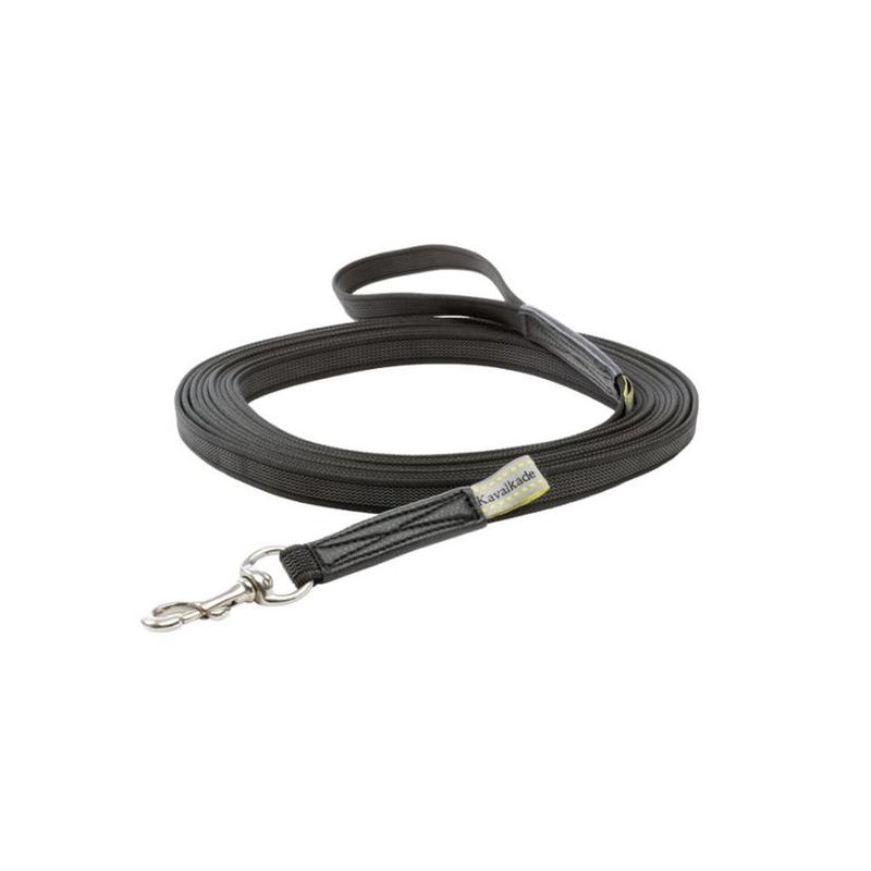 Lonża z gumowanej taśmy angielskiej Kavalkade Grip czarna