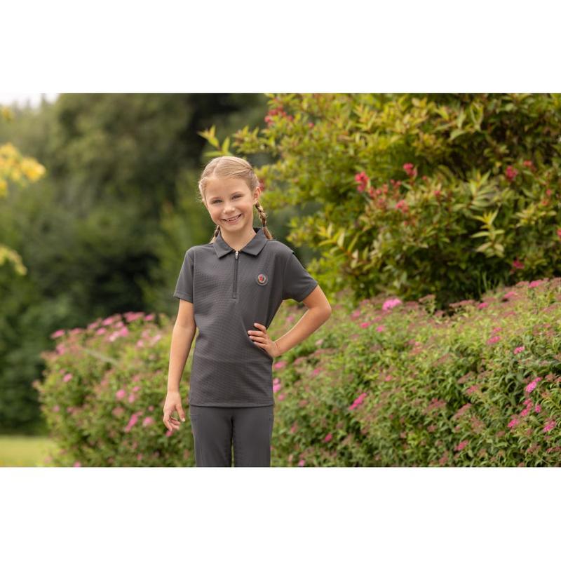 Koszulka polo młodzieżowa Covalliero Anniversary grafitowa