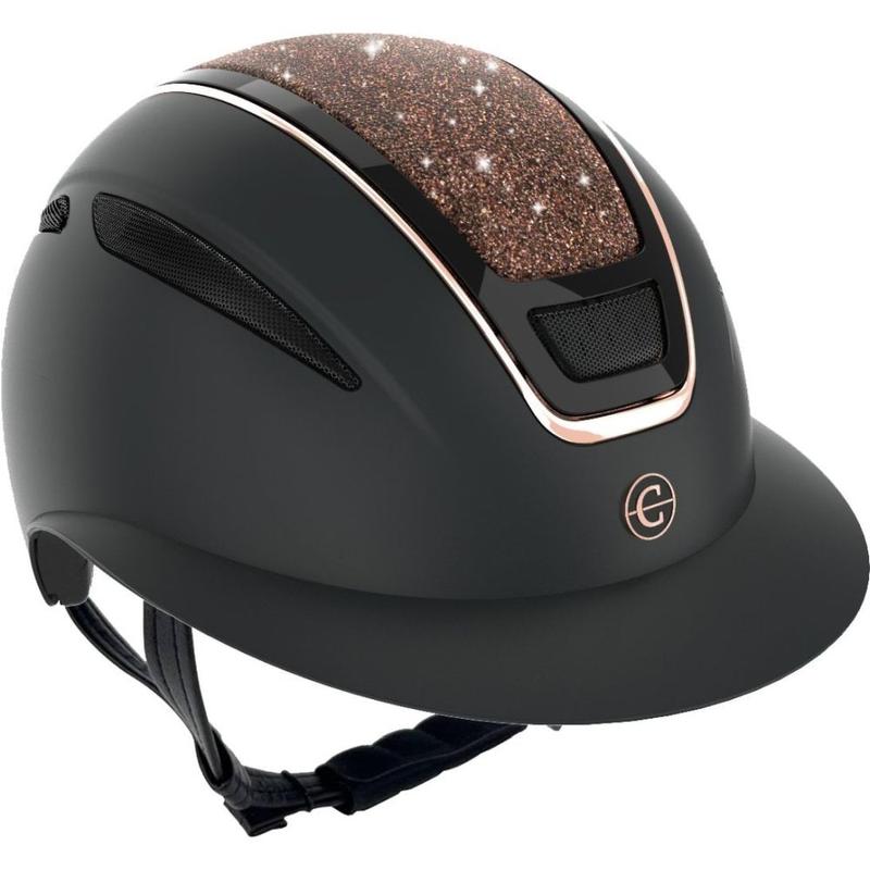 Kask Covalliero Elite Polo czarno-rożowozłoty