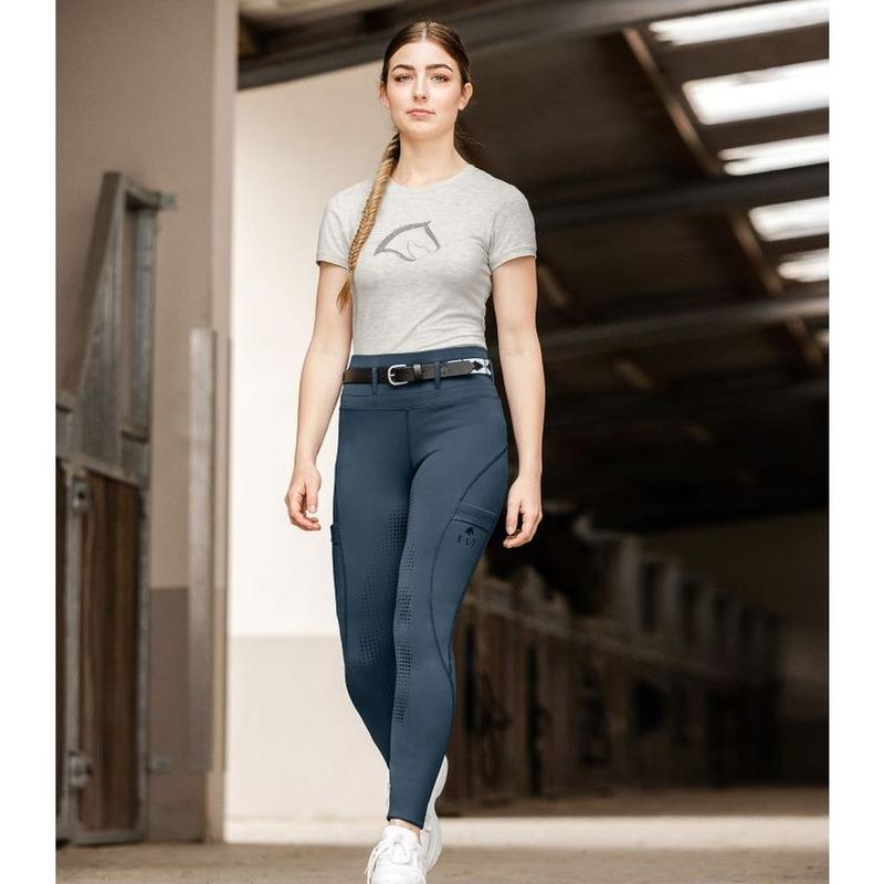Legginsy damskie Waldhausen Elt Hanna z wysokim stanem morskie