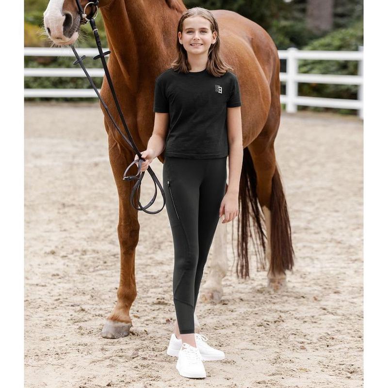 Legginsy młodzieżowe Waldhausen Elt Pia z pełnym silikonowym lejem czarne