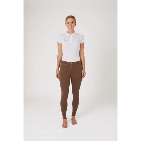 Bryczesy damskie Horze Active Silicone z lejem silikonowym ciemnobeżowe