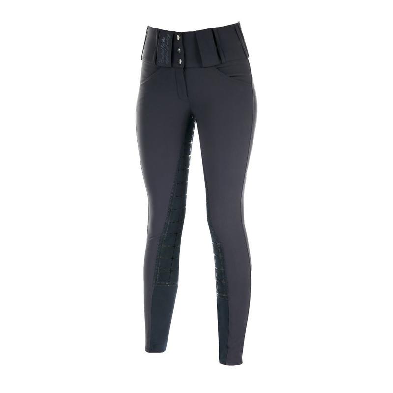 Bryczesy damskie Horze Desiree z lejem silikonowym granatowe