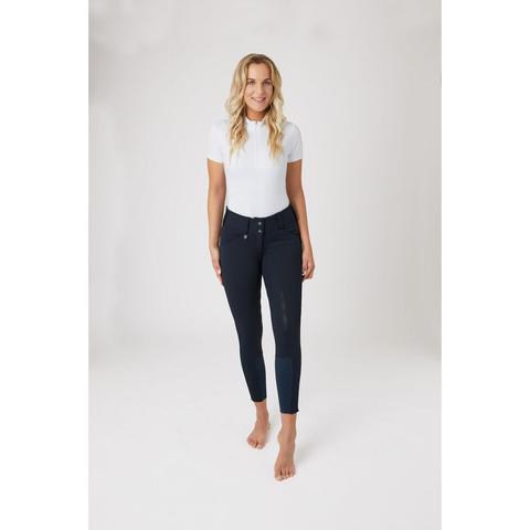 Bryczesy damskie zimowe z silikonem Horze Grand Prix Thermo Softshell granatowe