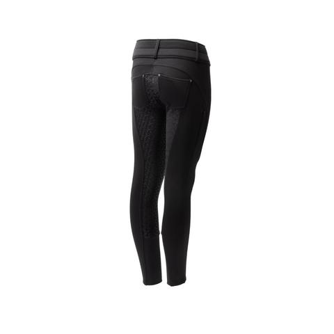 Bryczesy młodzieżowe zimowe Horze Rhea z lejem silikonowym czarne