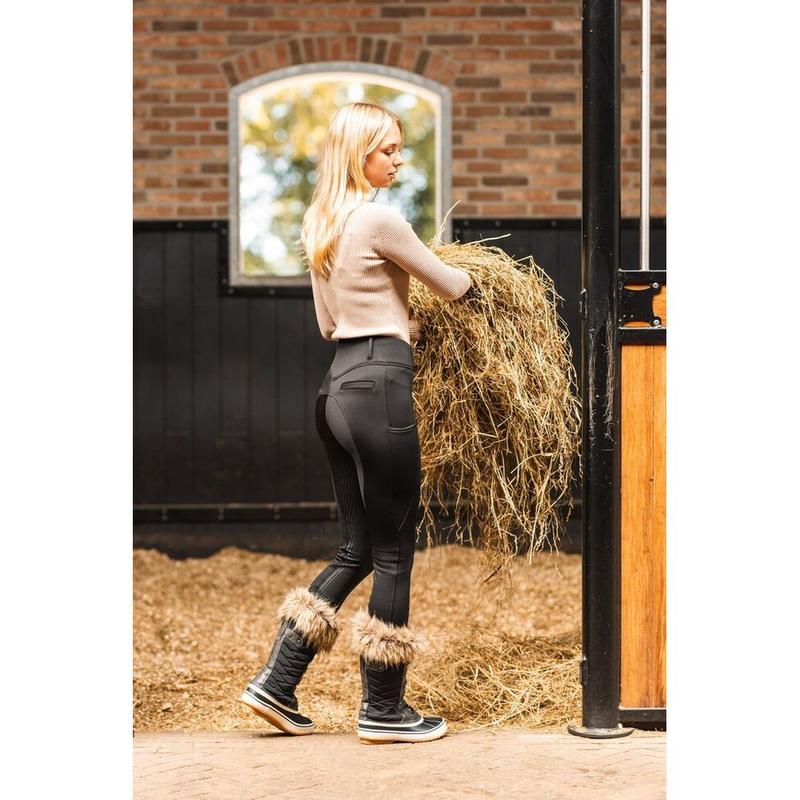 Bryczesy damskie zimowe Horze z wysokim stanem i pełnym lejem Mira czarne