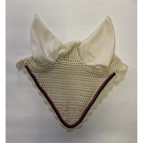 Nauszniki Eskadron ecru, beżowe z lamówką brązowo-fuksjową