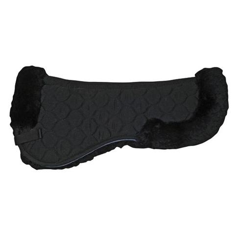 Podkładka z owczej wełny pod siodło HKM czarna z futrem czarnym