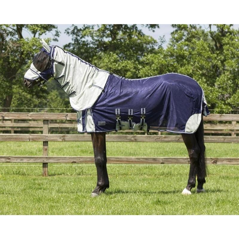 Derka siatkowa QHP Anti-Fly Zebra z kapturem i maską blue, niebieska