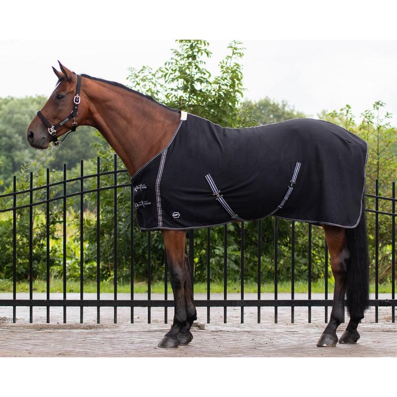 Derka polarowa z pasami QHP Basic czarna