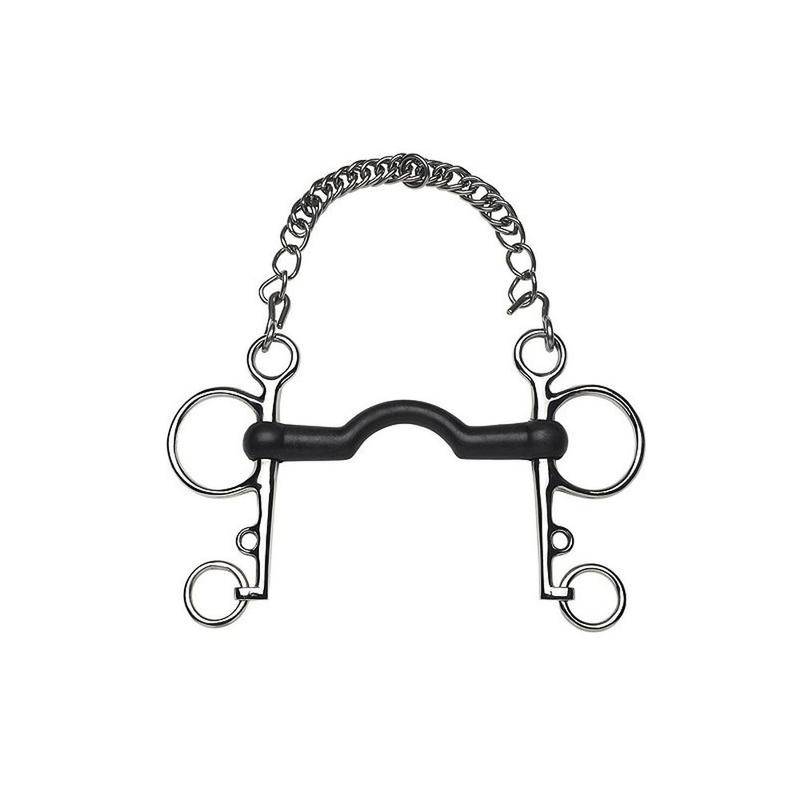 Pelham z wygięciem na język Ekkia Feeling gumowy z łańcuszkiem