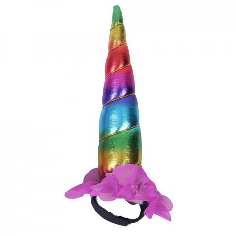 Róg jenorożca na głowę konia QHP Rainbow tęczowy