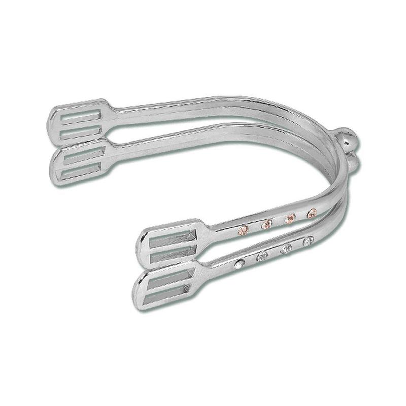 Ostrogi damskie z paskiem nylonowym Waldhausen zaokrąglone ze srebnymi kryształkami