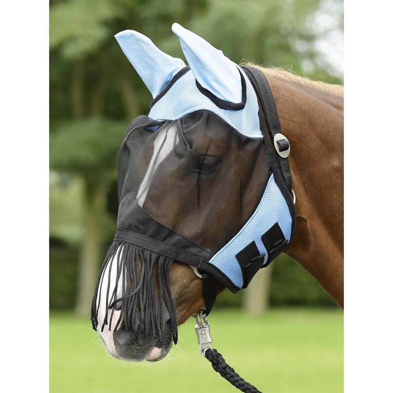 Maska siatkowa Busse Fly Cover Fransen light blue/black