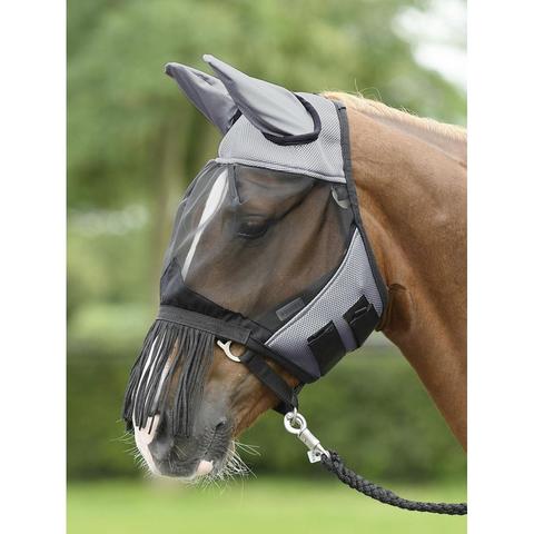 Maska siatkowa Busse Fly Cover Fransen grey/black