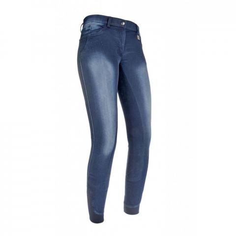 Bryczesy młodzieżowe HKM Jeggings Flower Crystal jeansowe