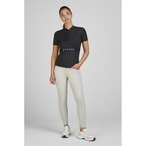 Koszulka damska Pikeur Sports Mesh Zip Black, czarna 2025