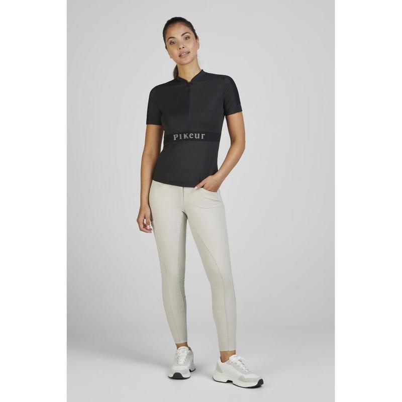 Koszulka damska Pikeur Sports Mesh Zip Black, czarna 2025