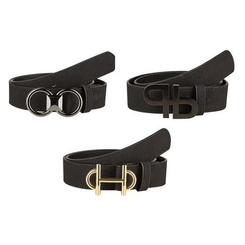 Pasek damski + trzy różne klamry Pikeur Black, czarny