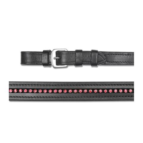 Wodze parciane Waldhausen Star z czerwonymi kryształkami czarne