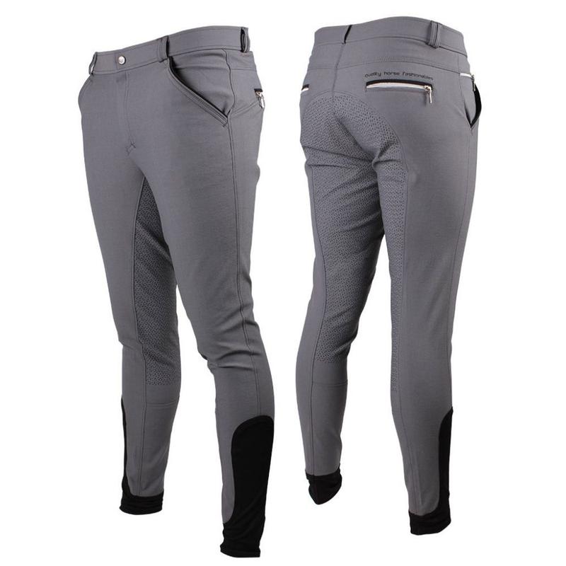 Bryczesy męskie QHP Jason lej silikonowy full grey, szare