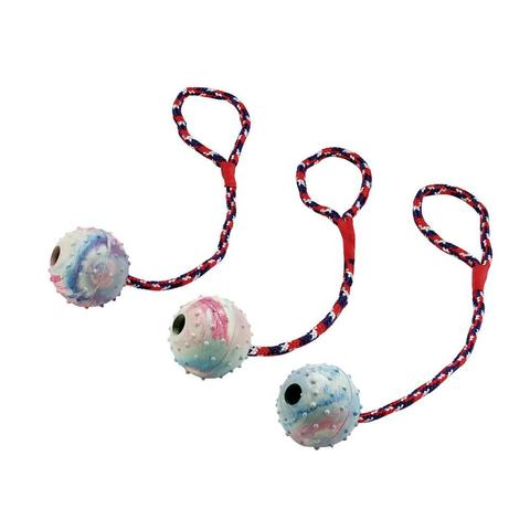 Zabawka dla psa Kerbl dzwoniąca gumowa piłka na linie mix kolor
