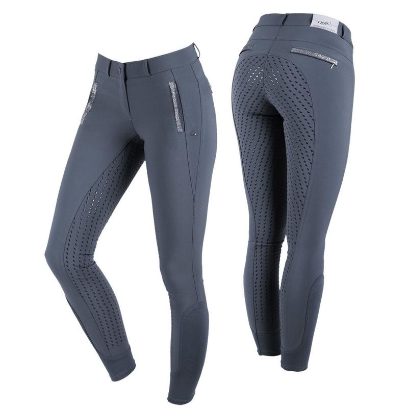 Bryczesy damskie QHP Mellany lej silikonowy ciemnoszare