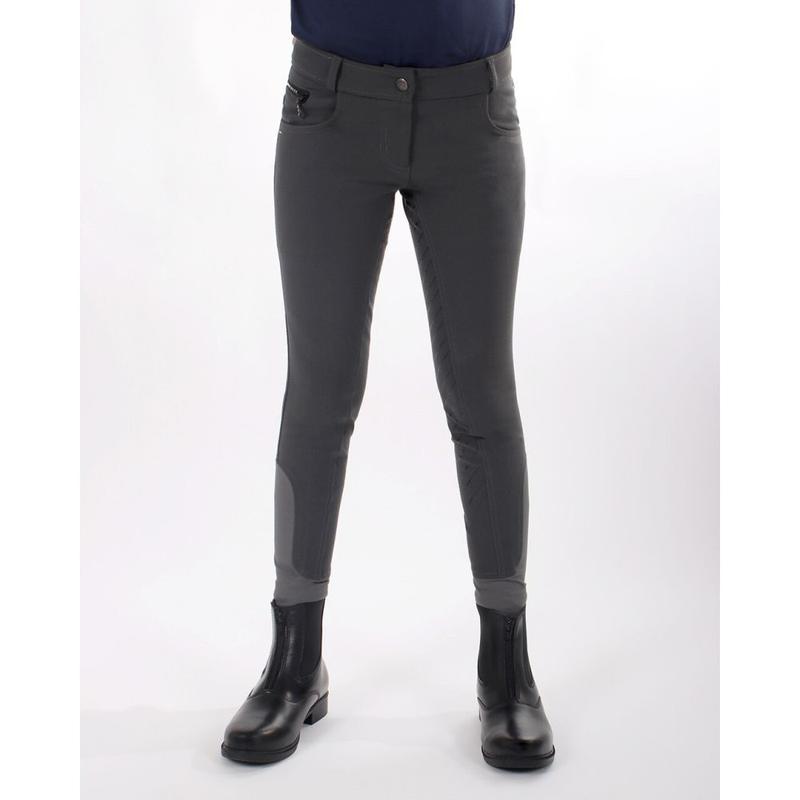 Bryczesy młodzieżowe QHP Ninthe z silikonem grafitowe