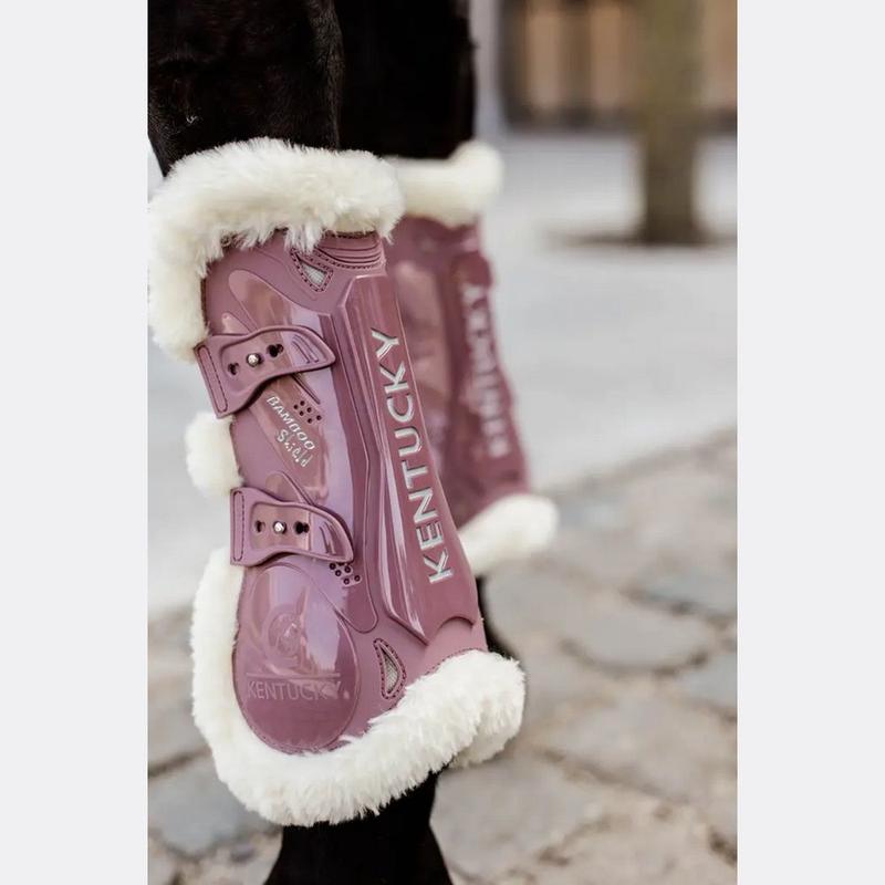 Ochraniacze wegańskie Kentucky z owczej skóry bambusowe - elastyczne pudrowy róż