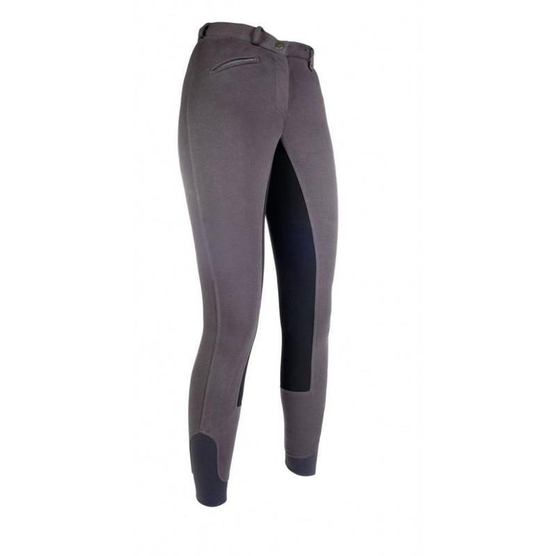 Bryczesy damskie HKM Basic Belmtex Grip Easy szaro-czarne
