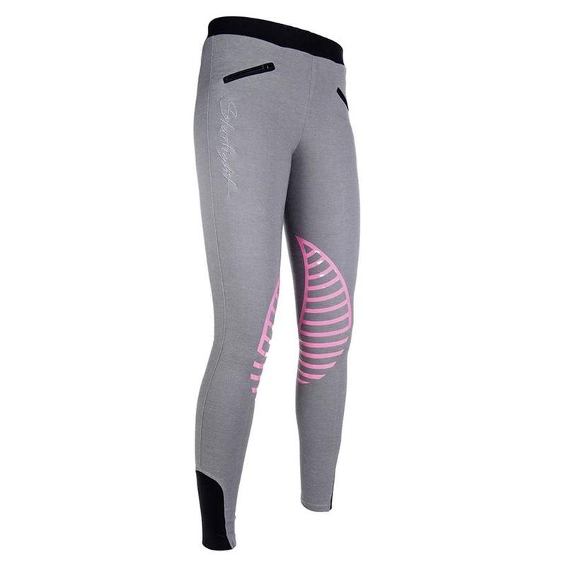 Bryczesy młodzieżowe HKM Starlight szary-róż