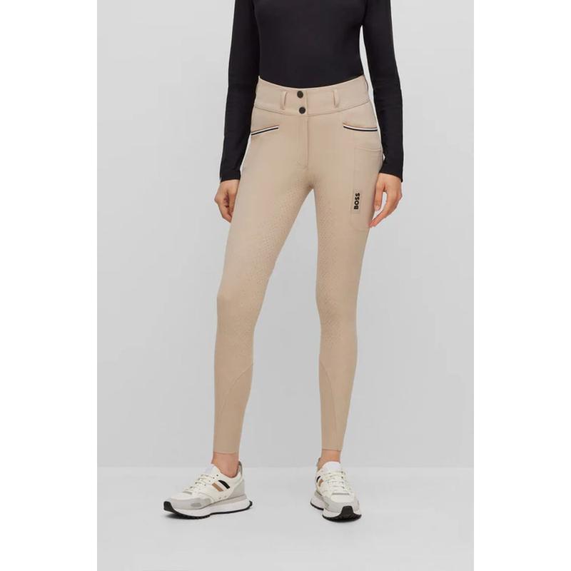 Bryczesy damskie Boss Equestrian Hailey pełen lej silikonowy Beige, beżowe