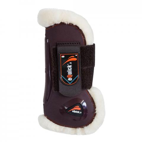 Ochraniacze z futerkiem eQuick eLight Fluffy Velcro przód brązowe