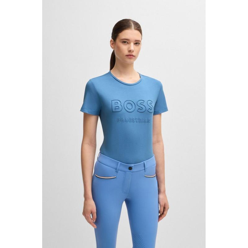 Koszulka damska Boss Equestrian Maya Riviera, niebieska