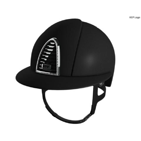 Kask Kep Cromo 2.0 - szeroki daszek - srebrna ramka z kryształkami z czarną kratką z czarnym tłem - czarny mat