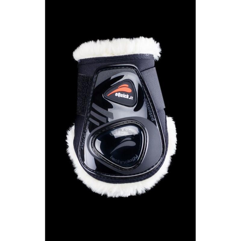 Ochraniacze z futerkiem eQuick eShock FluidGel Fluffy Legend Velcro tył czarne z czarnym żelem