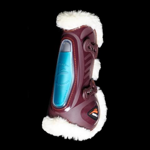 Ochraniacze z futerkiem eQuick eShock FluidGel Fluffy przód brązowe