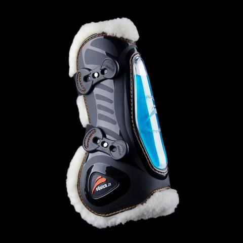 Ochraniacze z futerkiem eQuick eShock FluidGel Fluffy przód czarne