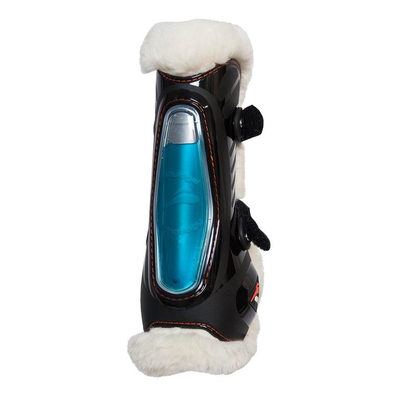 Ochraniacze z futerkiem eQuick eShock FluidGel Fluffy Velcro przód czarne