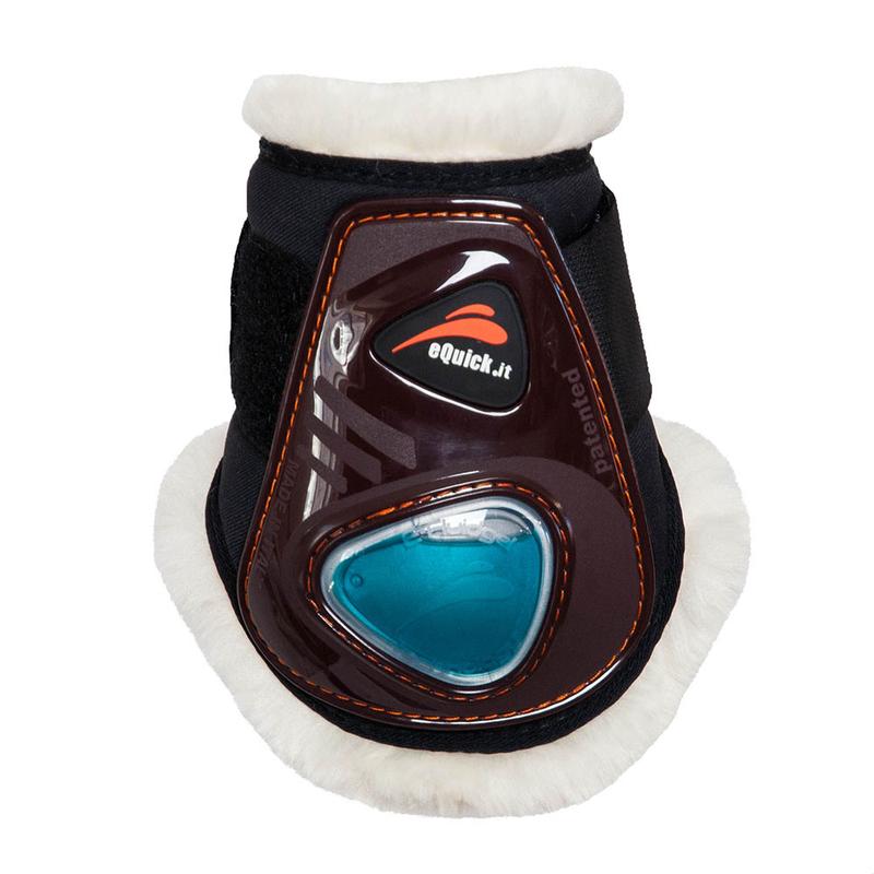 Ochraniacze z futerkiem eQuick eShock FluidGel Fluffy Velcro tył brązowe
