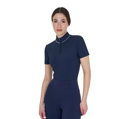 Koszulka polo damska Equestro Navy Blazer, granatowa
