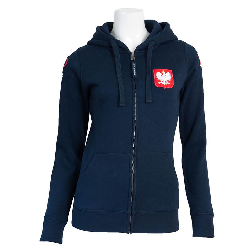 Bluza kadrowa damska Polish Equestrian Team z kapturem granatowa