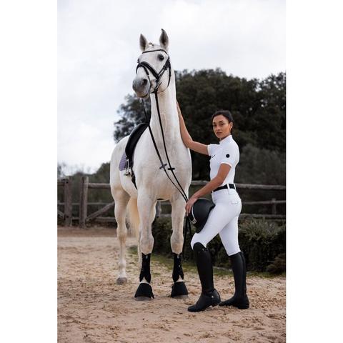 Legginsy damskie Horze Anya z pełnym lejem silikonowym białe