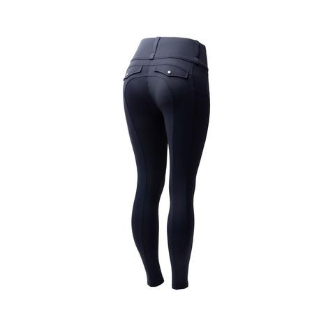 Legginsy damskie Horze Anya z pełnym lejem silikonowym granatowe