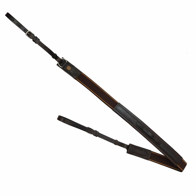 Napierśnik Parkur 2-punktowy skórzany z szeroką gumą brazowy