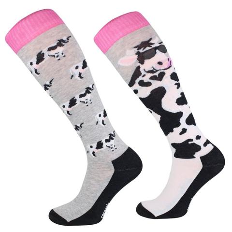 Skarpety Comodo bawełna wzór szare w krowy